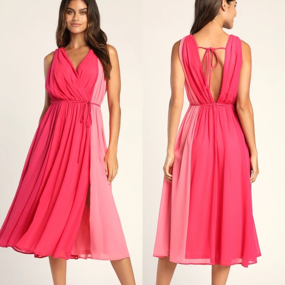 Lulu's Pink Midi Dress